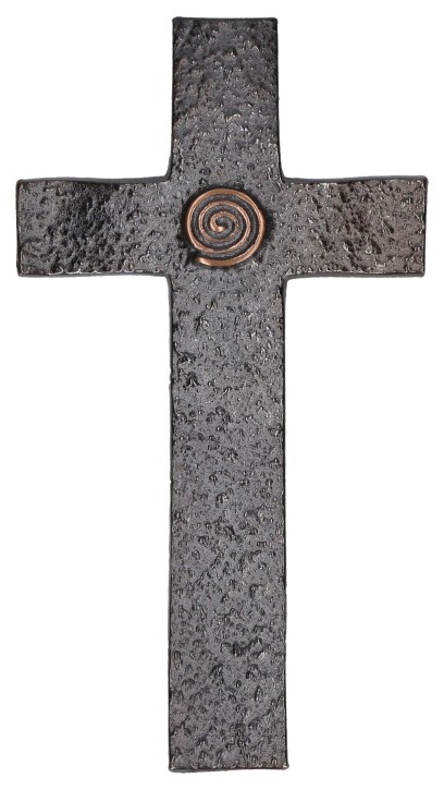 Wandkreuz aus Bronze - Spirale