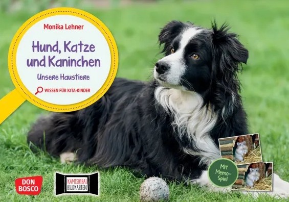 Hund, Katze und Kaninchen. Unsere Haustiere. Kamishibai Bildkarten und Memo-Spiel