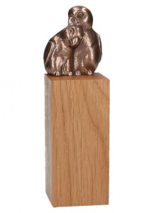 Papageien Bronze auf Holzsockel