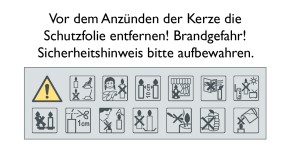 Symbolkerze mit Druck- und Wachsmotiv - Blau-grüner Hintergrund mit Kreuz, Fisch und Wellen in Silber