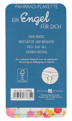 Fahrrad-Plakette - Ein Engel für dich