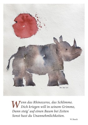 Rhinozeros mit Text