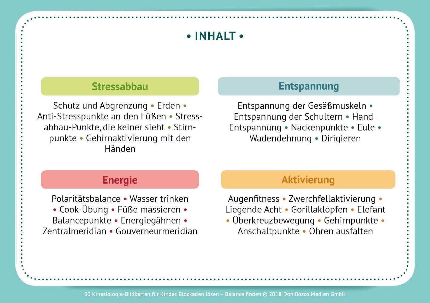 30 Kinesiologie-Bildkarten für Kinder