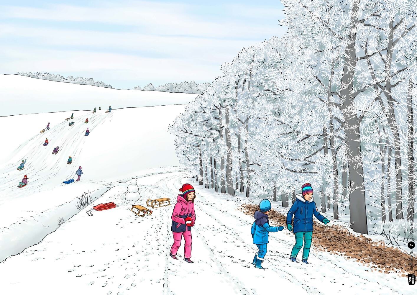 So leben die Tiere im Winter. Kamishibai Bildkartenset